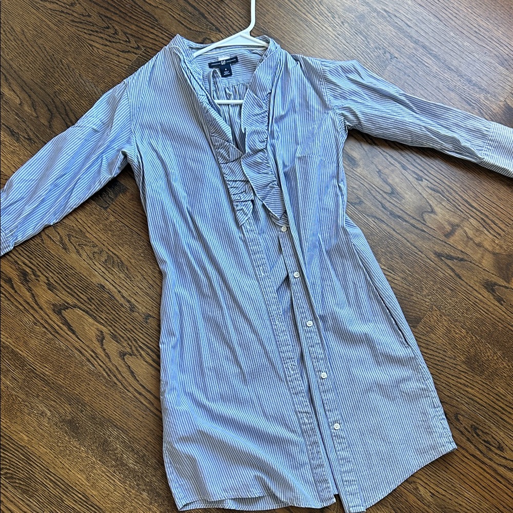 GAP Navy Striped Ruffle Blouse dress